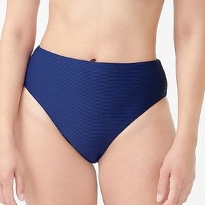 J.Crew ribbed high cut bikini bottoms, small, blue
